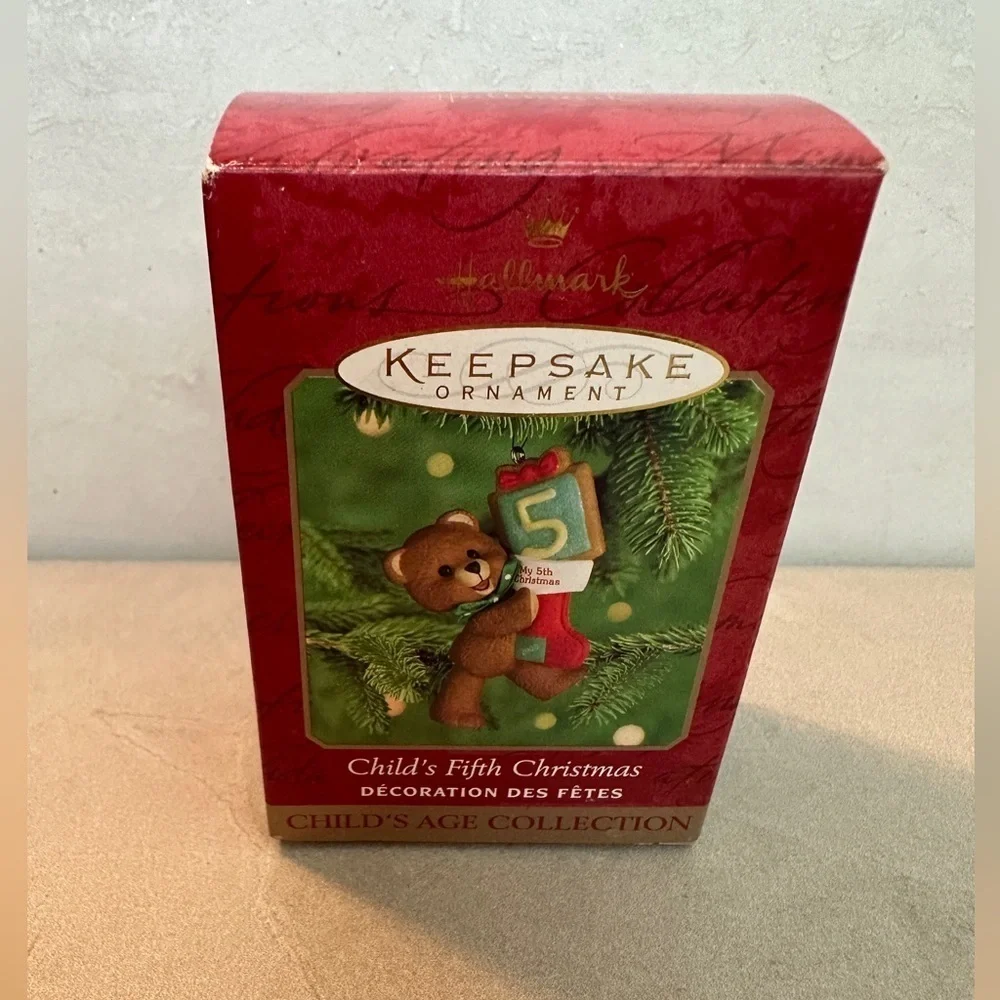 Hallmark Keepsake Ornament - Red and Green Bear with Number 5